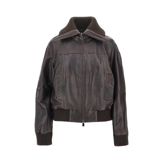 26FW 핑코 가죽 자켓 107166A31X Brown