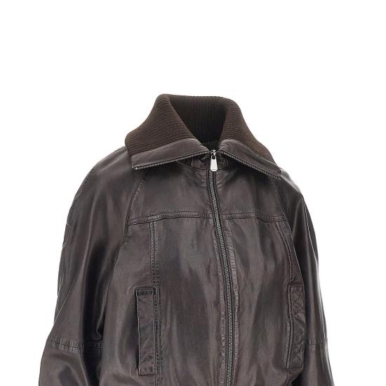 26FW 핑코 가죽 자켓 107166A31X Brown - PINKO
