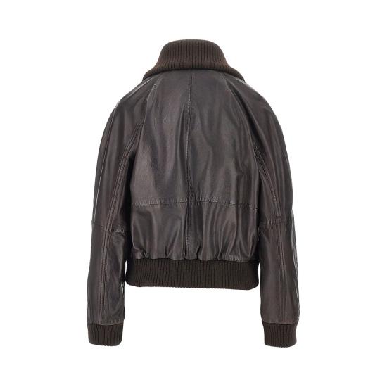 26FW 핑코 가죽 자켓 107166A31X Brown - PINKO