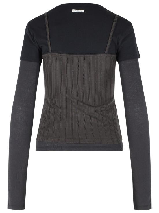 26FW 아크네 스튜디오 레이어드 로고 티셔츠 레이어드 로고 티셔츠 AL0556900 Black - ACNE STUDIOS