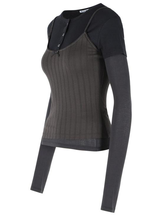 26FW 아크네 스튜디오 레이어드 로고 티셔츠 레이어드 로고 티셔츠 AL0556900 Black - ACNE STUDIOS
