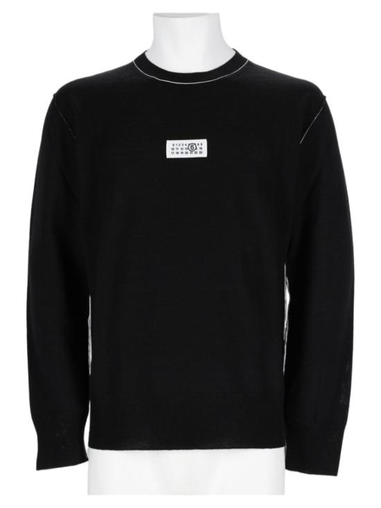 26FW MM6 메종마르지엘라 콘트라스트 스티치 뉴메릭 울 점퍼 SH0HL0017 M13037900 Black