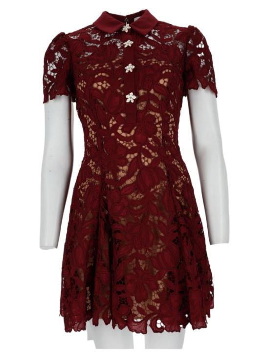 26FW 셀프 포트레이트 원피스 PF26 111SA BU BURGUNDY Black