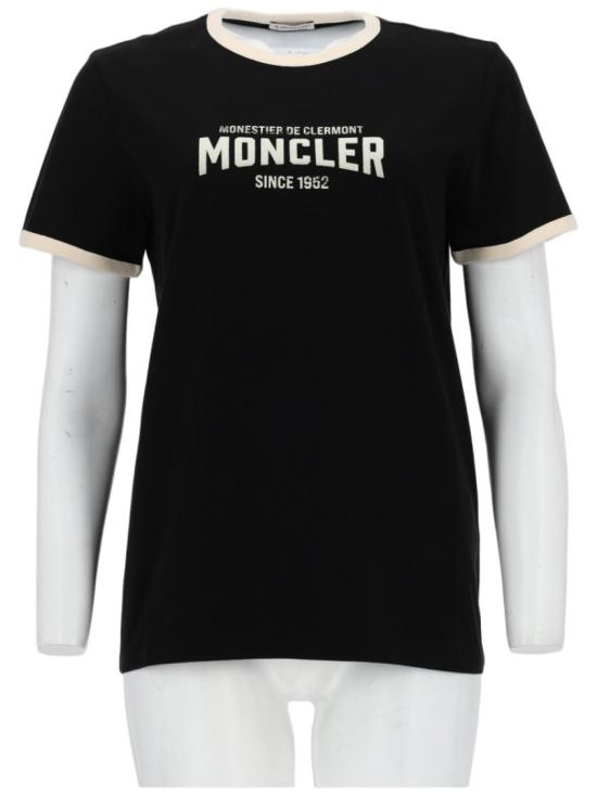  몽클레어 플록 로고 저지 티셔츠 8C00031 89AUOP90 Black