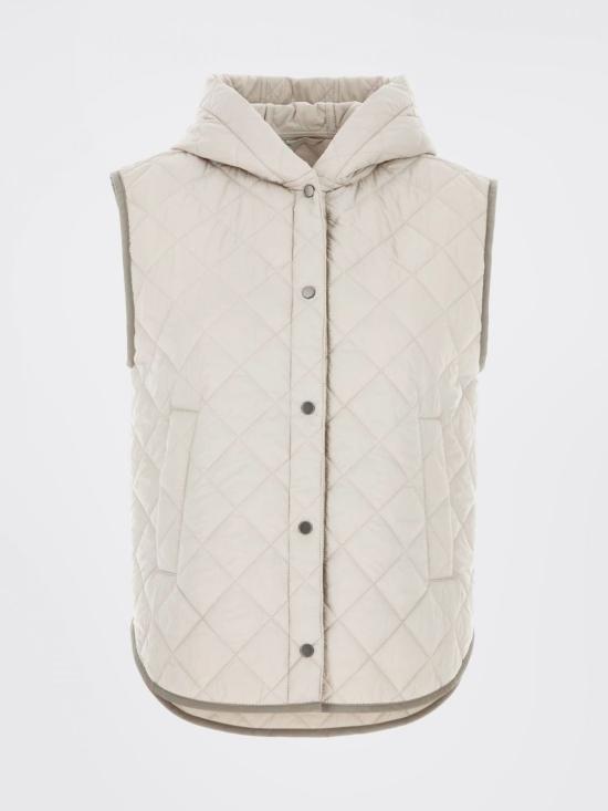 26FW 브루넬로 쿠치넬리 Thermore® 매트 나일론 퀼팅 후드 웨이스트코트 MR4057999P C2613 Grey - BRUNELLO CUCINELLI