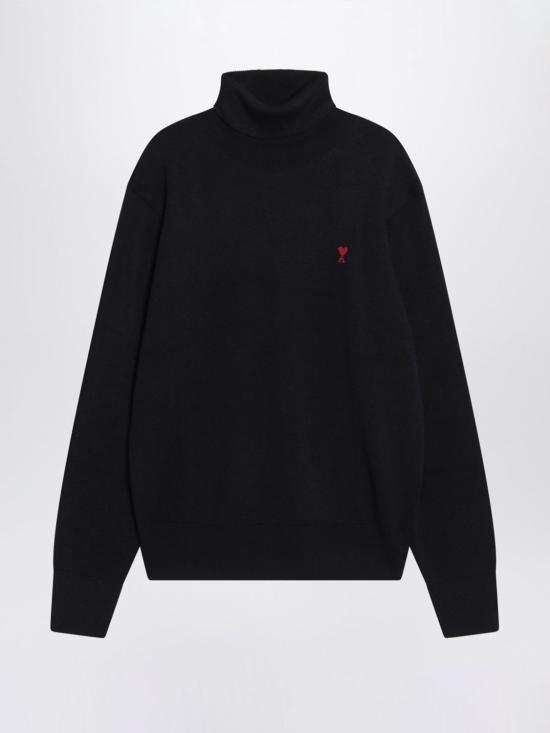 26FW 아미 스몰 하트 로고 메리노 울 니트 터틀넥 HKS827001 414 Red - AMI