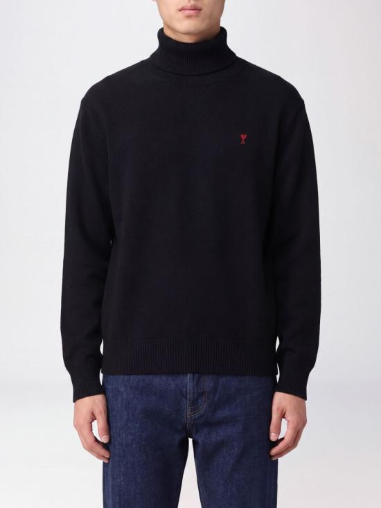 26FW 아미 스몰 하트 로고 메리노 울 니트 터틀넥 HKS827001 414 Red