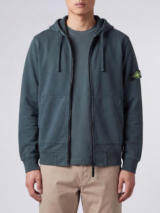 26FW 스톤 아일랜드 오가닉 코튼 플리스 레귤러 핏 후드 집업 6100061S0051 V005S Green