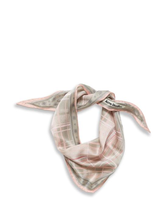 26FW 아크네 스튜디오 체커드 실크 반다나 스카프 CA0450 DZA PINK - ACNE STUDIOS
