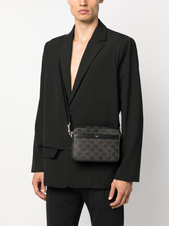 26FW 셀린느 트리옹프 캔버스 카프스킨 스몰 메신저백 113942EVJ 38SI BLACK - CELINE