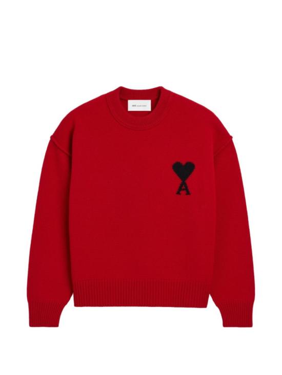 26FW 아미 빅 하트 울 크루넥 스웨터 UKS838 018 A252 Red
