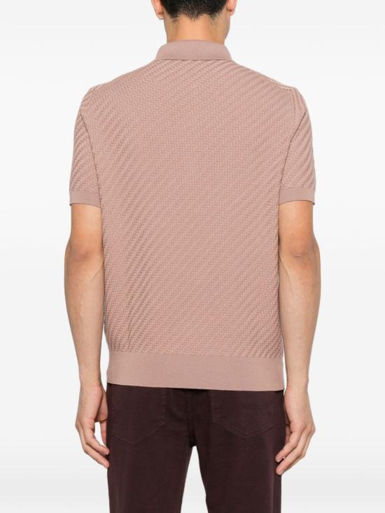 26FW 브리오니 코튼 실크 캐시미어 트라마 위브 폴로 셔츠 UMR20O PAK225700 PINK - BRIONI
