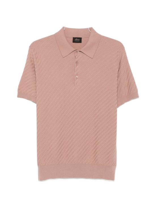 26FW 브리오니 코튼 실크 캐시미어 트라마 위브 폴로 셔츠 UMR20O PAK225700 PINK