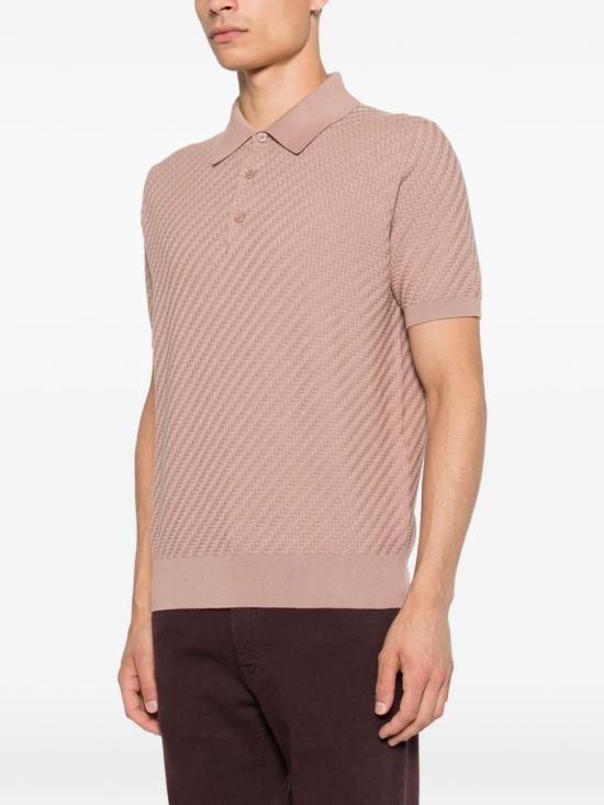 26FW 브리오니 코튼 실크 캐시미어 트라마 위브 폴로 셔츠 UMR20O PAK225700 PINK - BRIONI