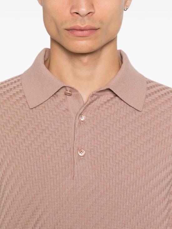 26FW 브리오니 코튼 실크 캐시미어 트라마 위브 폴로 셔츠 UMR20O PAK225700 PINK - BRIONI