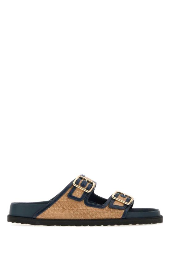 26SS 버켄스탁 뮬/슬리퍼 1032438 RAFFIANAVY Beige o Tan