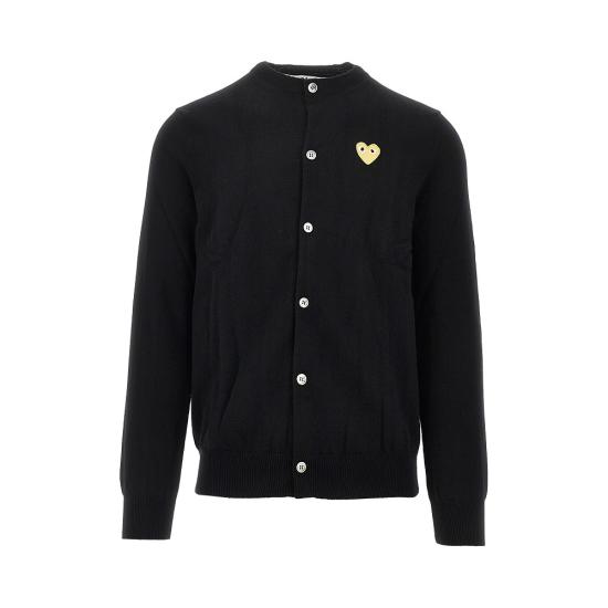 26FW 꼼데가르송 플레이 골드 하트 니트 가디건 AX N049 051 Black