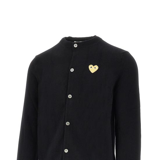 26FW 꼼데가르송 플레이 골드 하트 니트 가디건 AX N049 051 Black - COMME DES GARCONS