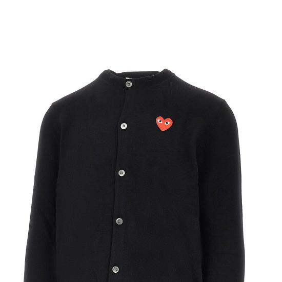 26FW 꼼데가르송 플레이 레드 하트 니트 가디건 AX N007 051 Black - COMME DES GARCONS