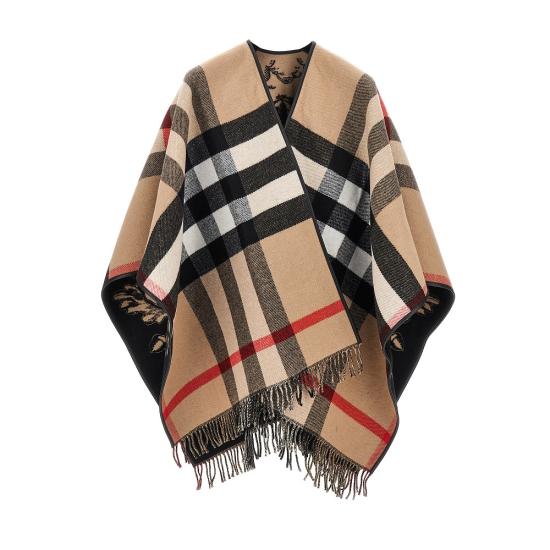 26FW 버버리 EKD 리버시블 체크 울 케이프 8074875 Beige - BURBERRY