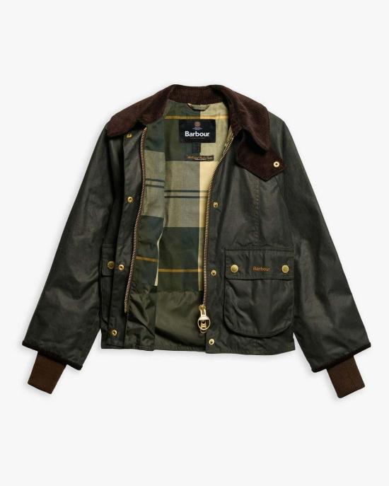  바버 자켓 크롭 비드넬 왁스 재킷 세이지/앤션트 - BARBOUR