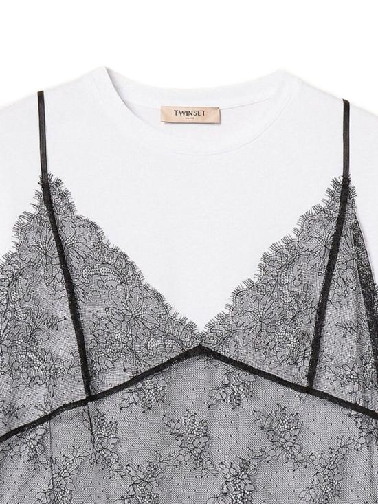 26FW 트윈셋 반팔 티셔츠 262TT2553 S1739411341 BIANCO NERO - TWINSET