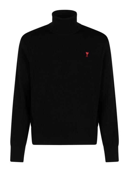 26FW 아미 스몰 하트 로고 메리노 울 니트 터틀넥 HKS827 001009 NOIR ROUGE