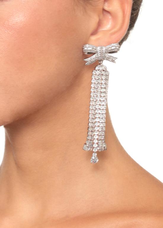 26FW 셀프 포트레이트 이어링 AW26613ESL SILVER CRYSTAL BOW DROPLETSILVER - SELF PORTRAIT