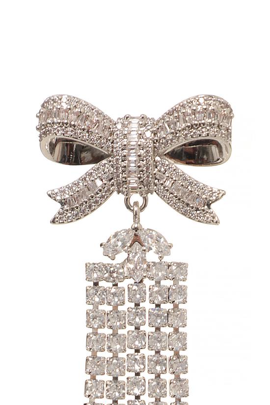 26FW 셀프 포트레이트 이어링 AW26613ESL SILVER CRYSTAL BOW DROPLETSILVER - SELF PORTRAIT