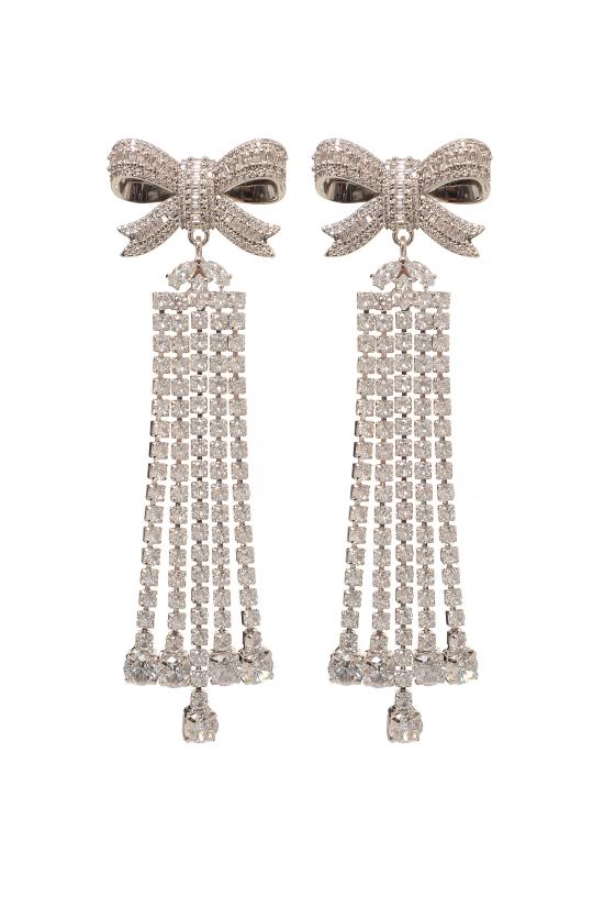 26FW 셀프 포트레이트 이어링 AW26613ESL SILVER CRYSTAL BOW DROPLETSILVER