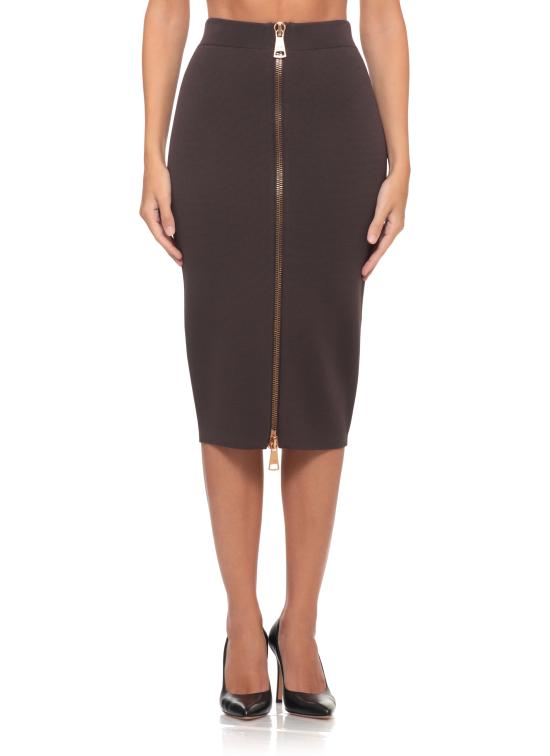 26FW 엘리자베타프랜치 미디 스커트 GK28B66E2 EV9 BROWN - ELISABETTA FRANCHI