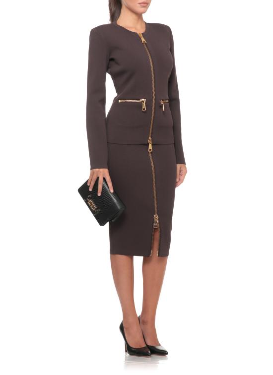 26FW 엘리자베타프랜치 미디 스커트 GK28B66E2 EV9 BROWN - ELISABETTA FRANCHI