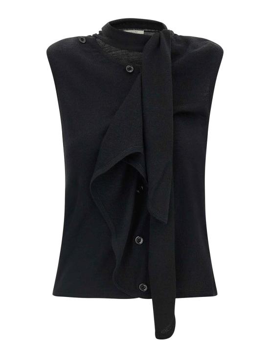 26FW 르메르 타이 넥 니트 베스트 PO0053LK1063BK999 BLACK - LEMAIRE