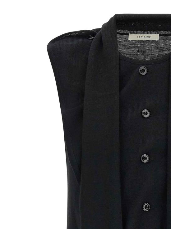 26FW 르메르 타이 넥 니트 베스트 PO0053LK1063BK999 BLACK - LEMAIRE