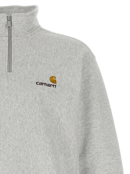 26FW 칼하트 WIP 하프 집 아메리칸 스크립트 스웨트셔츠 I027014 482XX ASH HEATHER DOM - CARHARTT WIP