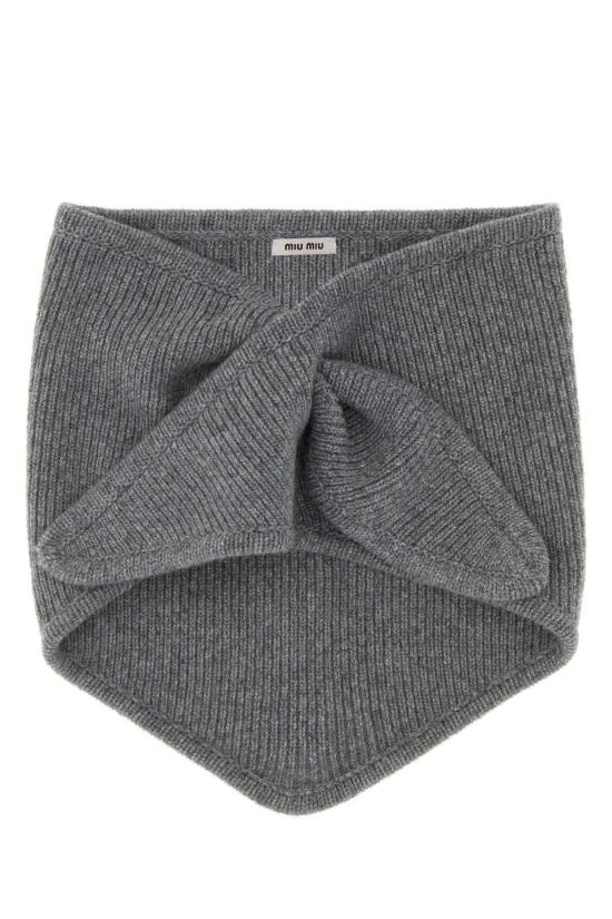 26FW 미우미우 울 캐시미어 블렌드 니트 5FS200 2F8S F0031 GREY DOM - MIU MIU