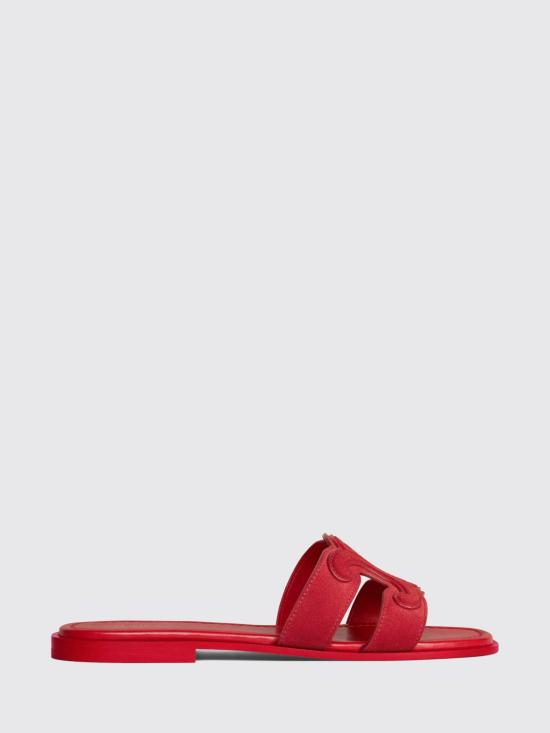 26FW 셀린느 스웨이드 카프스킨 마리나 트리옹프 뮬 368235122C 27AG Red