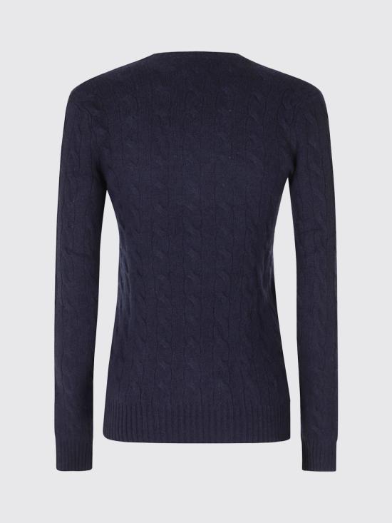 26FW 폴로 랄프로렌 포니 로고 자수 케이블 니트 v넥 스웨터 211971866 003 Blue - POLO RALPH LAUREN