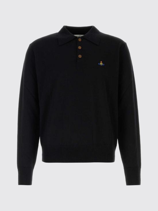 26FW 비비안웨스트우드 마크 롱 슬리브 폴로 니트 셔츠 2701003NY005E N401 Black - VIVIENNE WESTWOOD