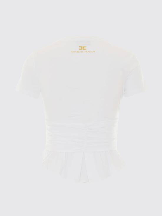 26FW 엘리자베타프랜치 반팔 티셔츠 MA00366E2 270 White - ELISABETTA FRANCHI