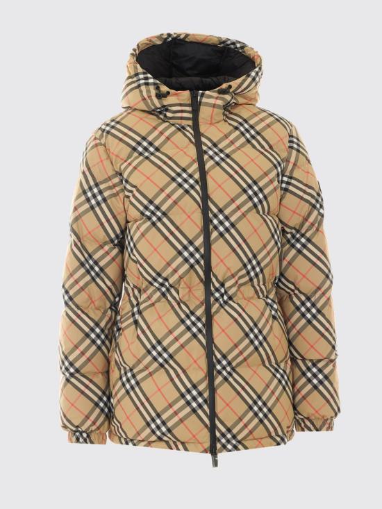 26FW 버버리 체크 나일론 후드 푸퍼 자켓 8110240 Beige - BURBERRY