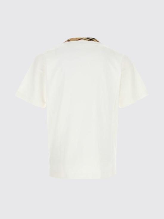 26FW 버버리 체크 트리밍 코튼 티셔츠 8125510 White - BURBERRY