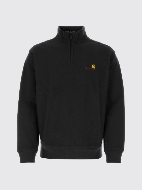 26FW 칼하트 WIP 하프 집 아메리칸 스크립트 스웨트셔츠 I027014 89XX Black - CARHARTT WIP