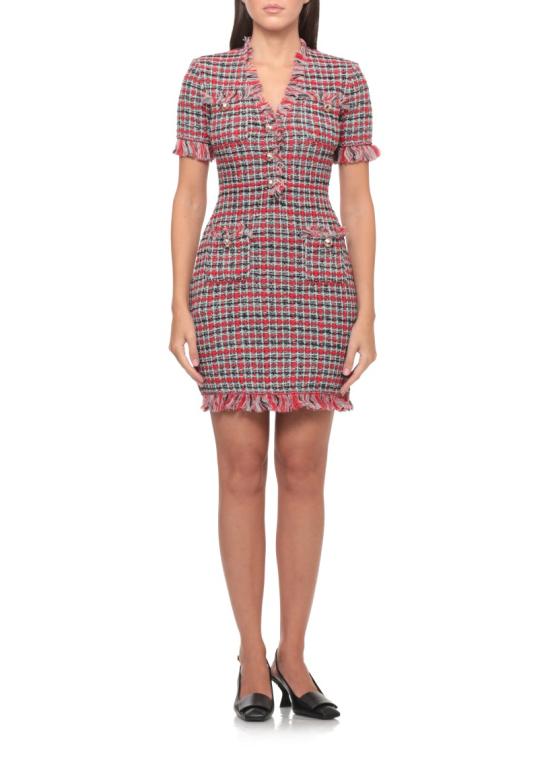 26FW 셀프 포트레이트 원피스 AW26146SBRRED CHECK FRAYEDRED - SELF PORTRAIT