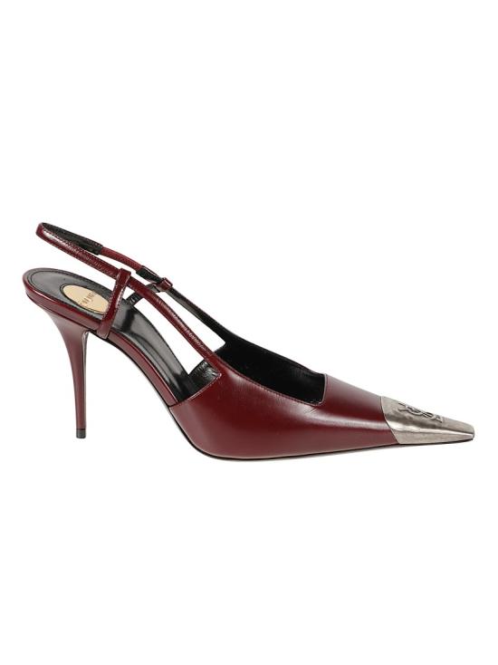 26FW 생로랑 스무스 가죽 슬링백 펌프스 841158AAFGC6629 Burgundy