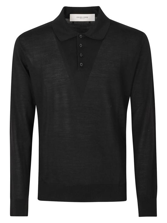 26FW 골든구스 메리노 울 롱 슬리브 폴로 셔츠 GMP01353P00104190100 Black