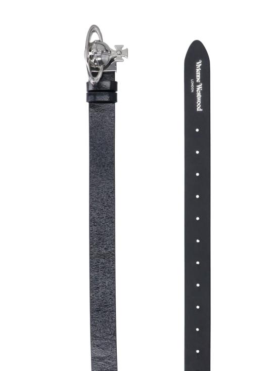 26FW 비비안웨스트우드 ORB 로고 가죽 벨트 82010087U L00EON401 Black - VIVIENNE WESTWOOD
