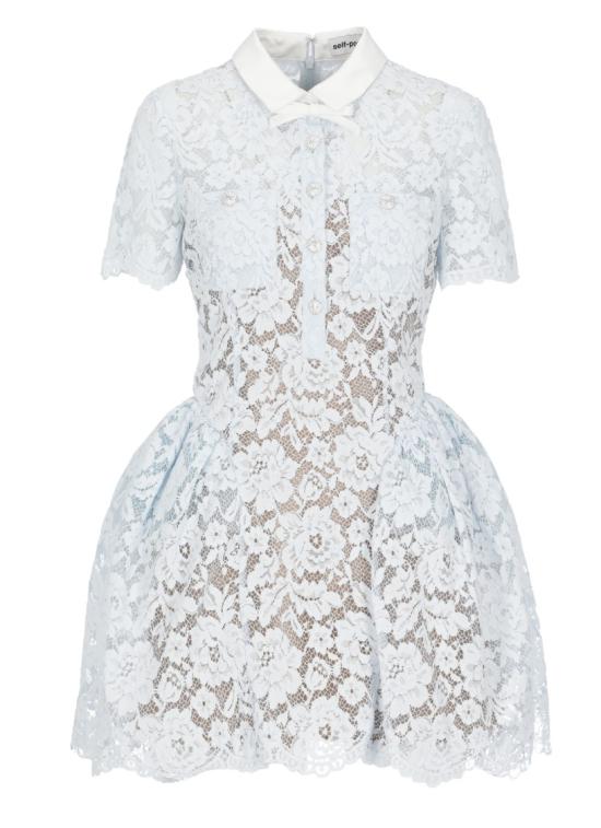 26FW 셀프 포트레이트 원피스 AW26004SABLBLUE LACE FLAREDBLUE White