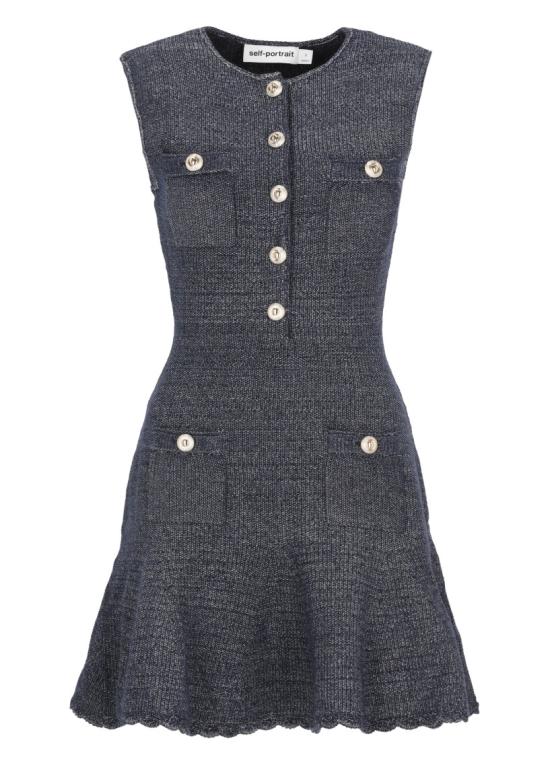 26FW 셀프 포트레이트 미디 원피스 AW26094SCNNAVY SLEEVELESS TEXTUREDNAVY Grey