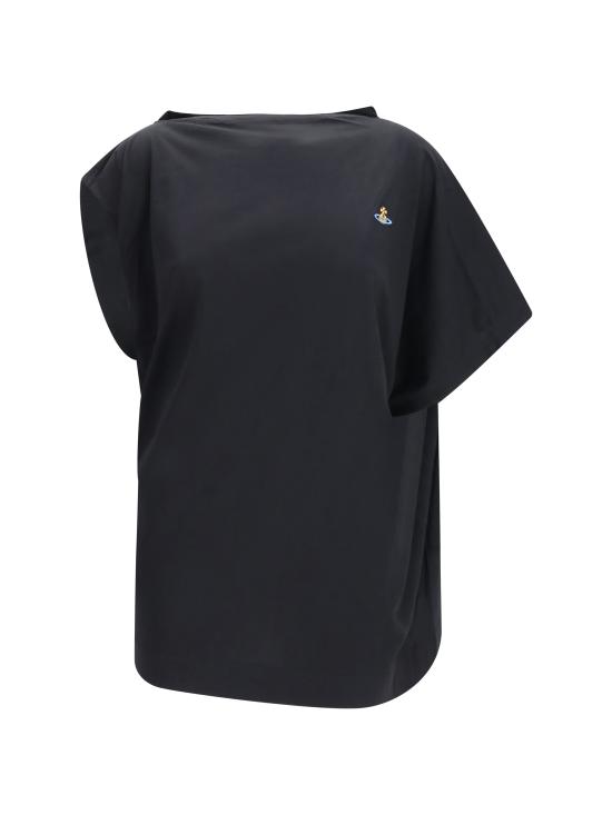 26FW 비비안웨스트우드 ORB 자수 로고 콘트라스트 칼라 긴팔 폴로 셔츠 1G01001GJ00BL N401 BLACK